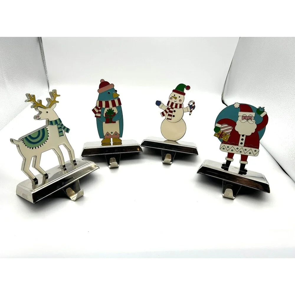 Wondershop 4pc Christmas Stocking Holders Santa Snowman Penguin Reindeer Set